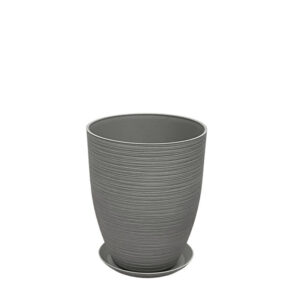 STONE POLYRESIN ΚΑΣΠΩ ΜΕ ΠΙΑΤΟ ΓΚΡΙ ΠΑΛΙΟ ΠΗΛΙΝΟ ΜΙΚΡΟ - Φ28x34.5cm