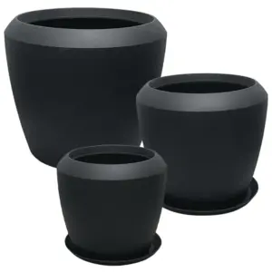 POLYRESIN ΚΑΣΠΩ ΜΕ ΠΙΑΤΟ ΣΕΤ/5 ΜΑΥΡΟ ΑΝΘΡΑΚΙ ΠΟΜΠΕ - L:Φ55.6x48.4, M:Φ44x39.5, S:Φ33.5x30.5cm